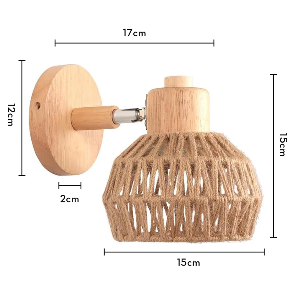 Applique Rotin Tressé Chanvre Naturel – Abat-Jour Bohème Authentique