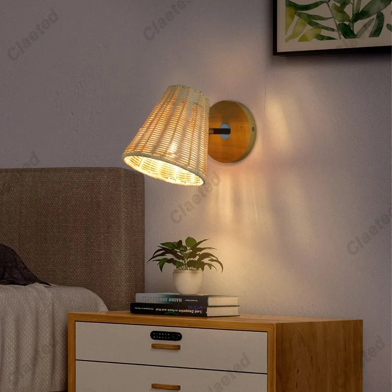 Applique Rotin Tressé Main – Chambre Cuisine Couloir