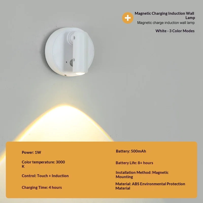 Applique LED Magnétique Rechargeable – Lecture Sans Perçage