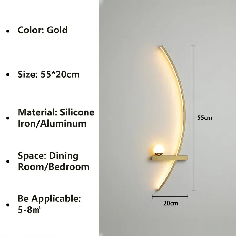Applique LED Arc Aluminium – Chambre Salon Escalier Design