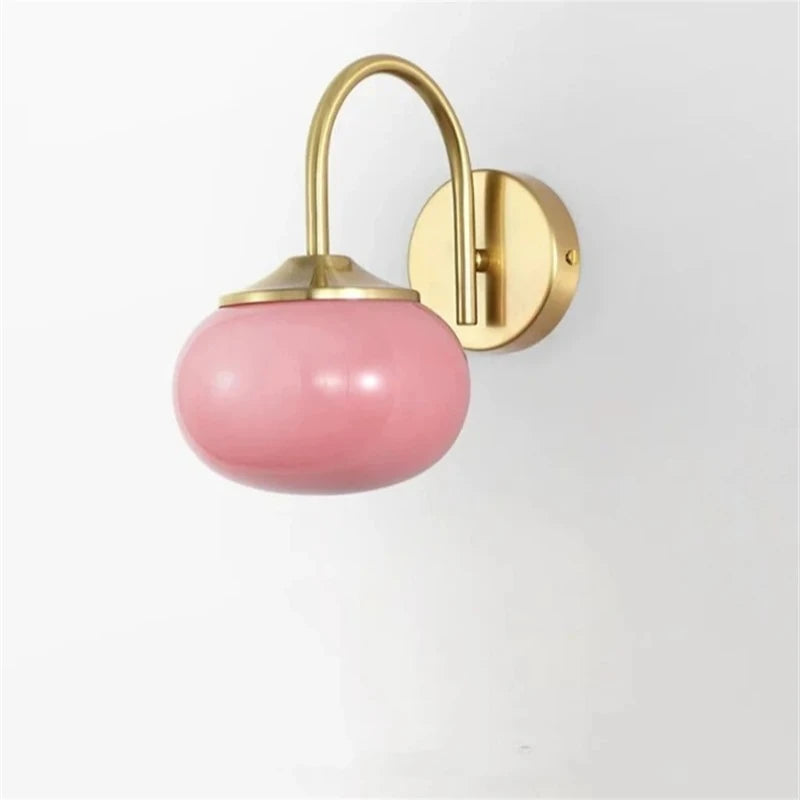 Applique Globe Verre Rose ou Blanc – Style Crème Chambre Salon