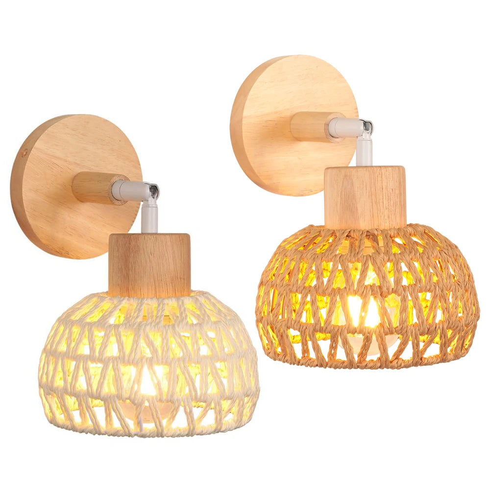 Applique Rotin Tressé Chanvre Naturel – Abat-Jour Bohème Authentique