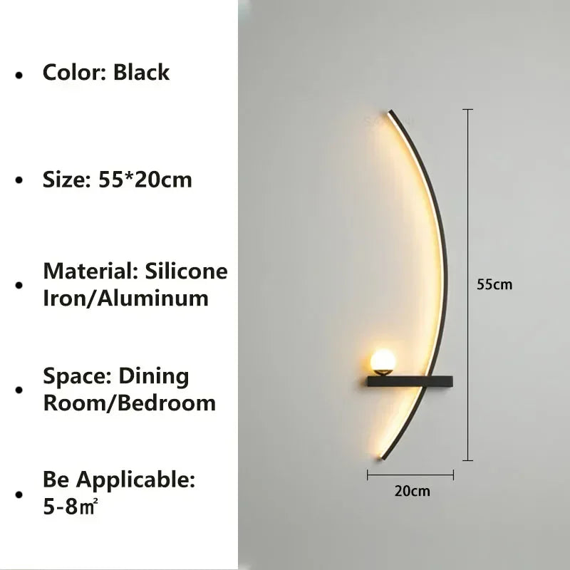 Applique LED Arc Aluminium – Chambre Salon Escalier Design