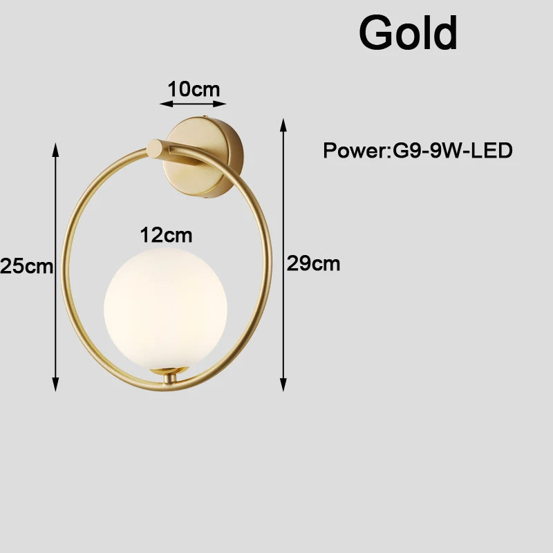 Applique Boule Dorée G9 – Chambre Salon Couloir Nordique