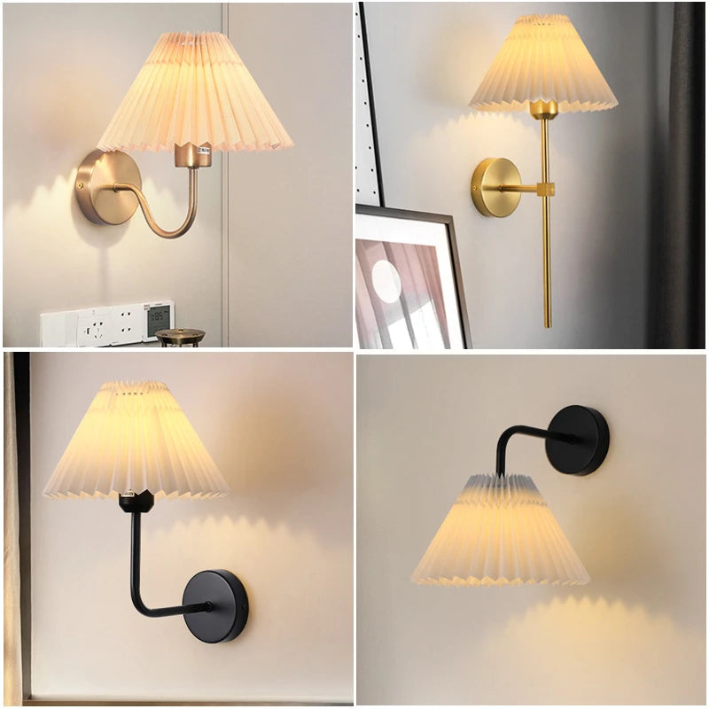 Applique Abat-Jour Plissé Nordique – Chambre Salon Tête de Lit