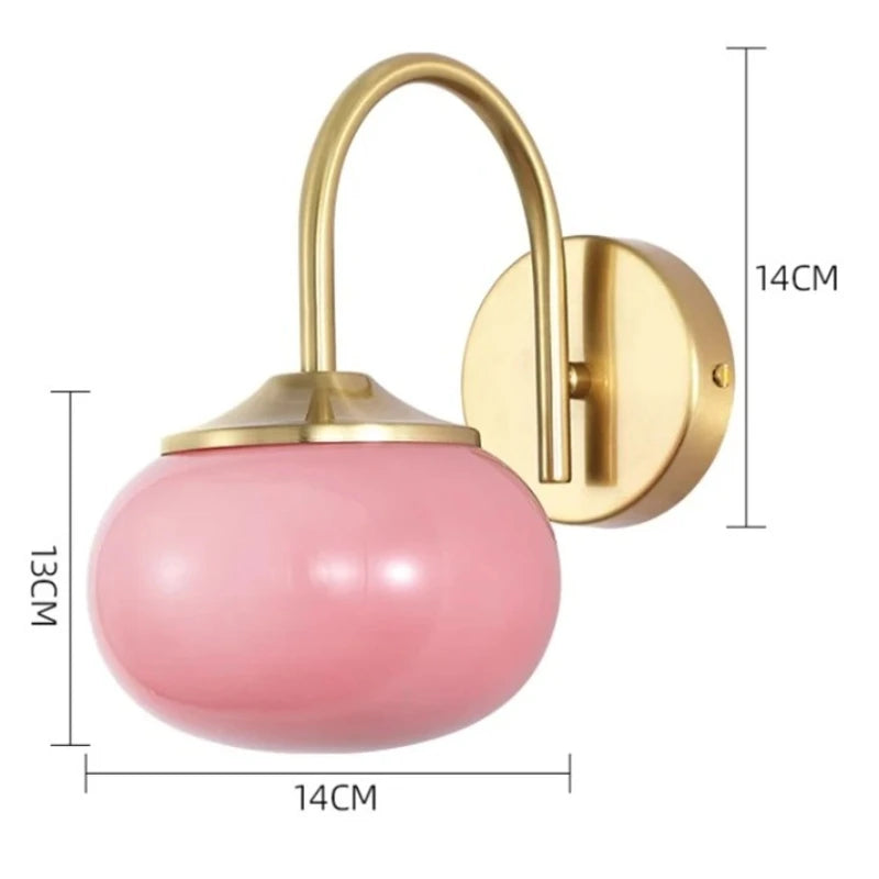 Applique Globe Verre Rose ou Blanc – Style Crème Chambre Salon