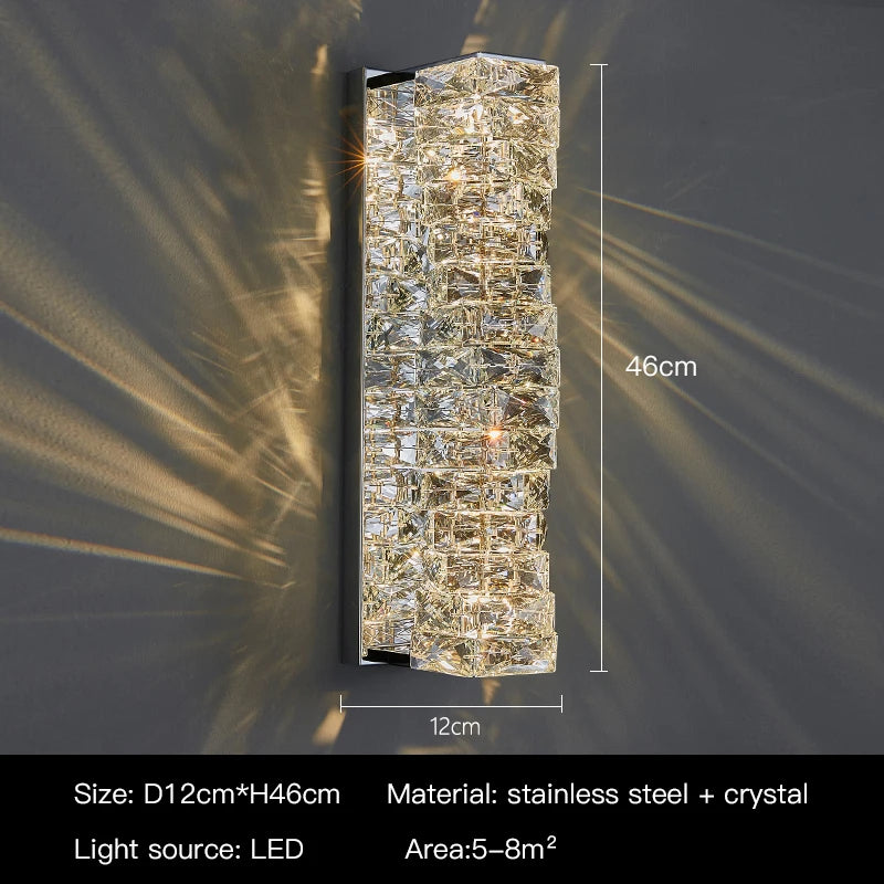 Applique Cristal Luxe LED – Salon Chambre Couloir Fond Mur