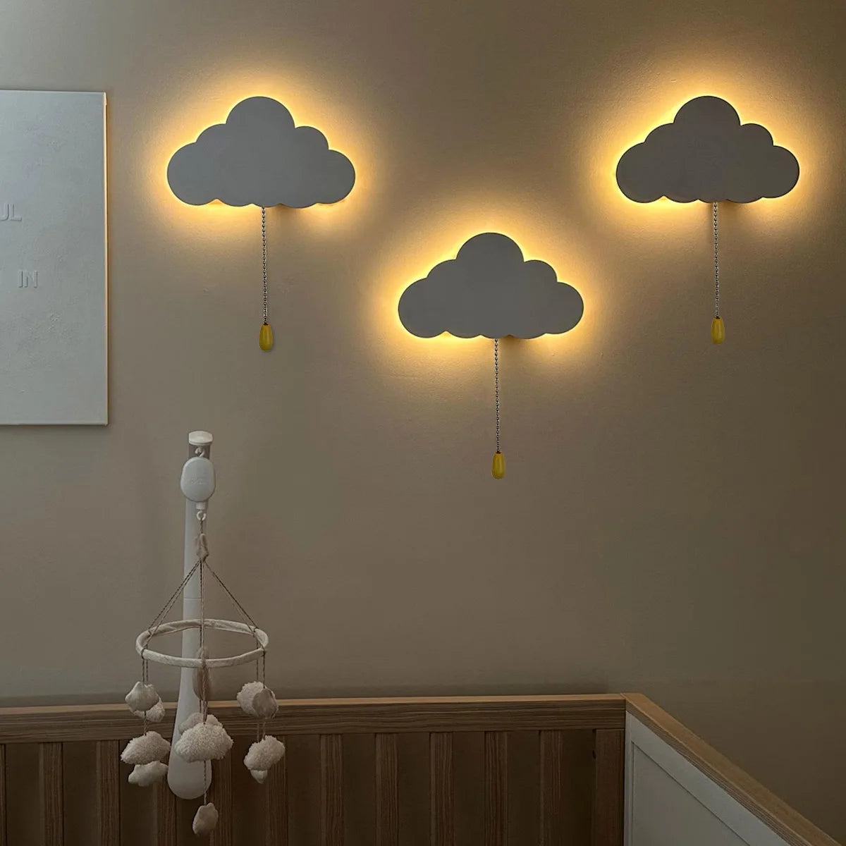 Applique Nuage Flottant – Veilleuse Bois Chambre Bébé