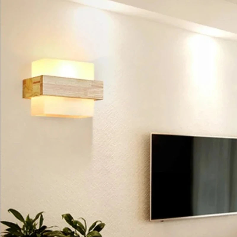 Applique Bois et Verre Design Nordique – Salon Chambre Salle à Manger