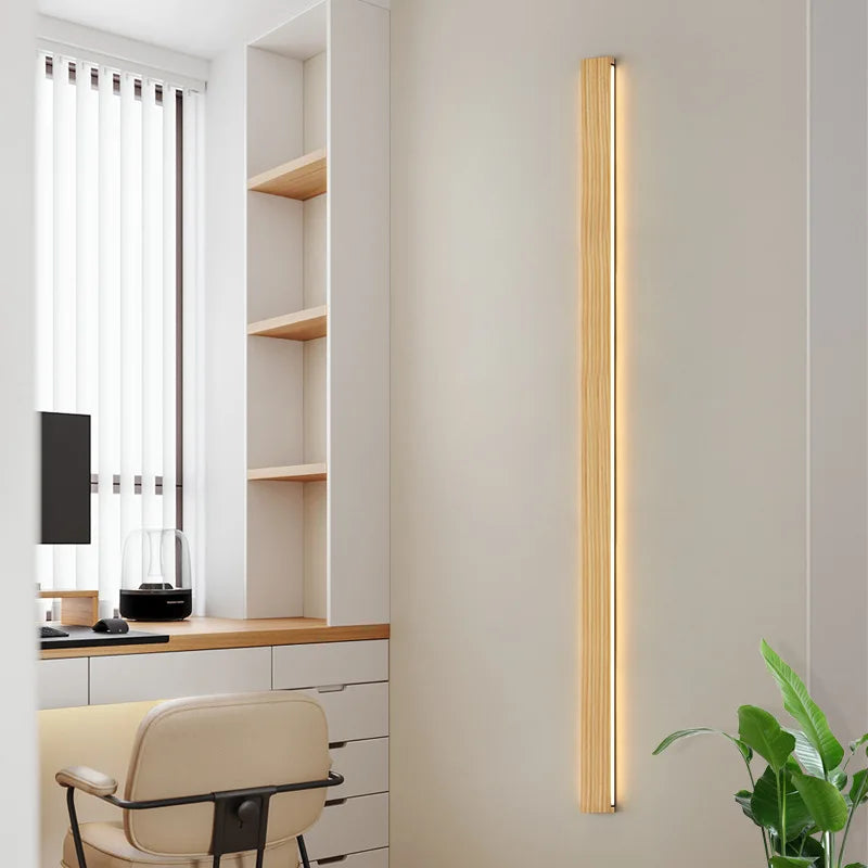 Applique Bois Linéaire LED Longue Bande – Chambre Salon Design
