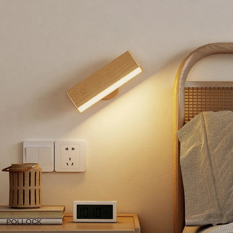 Applique Bois Sans Fil Rechargeable – Lecture Tête de Lit Chambre