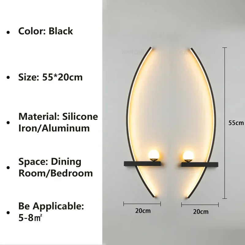 Applique LED Arc Aluminium – Chambre Salon Escalier Design