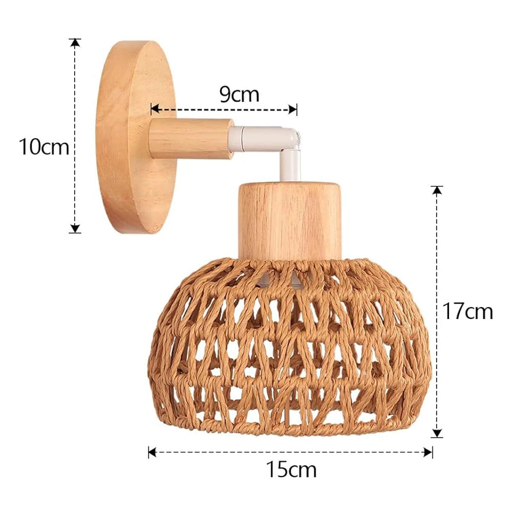 Applique Rotin Tressé Chanvre Naturel – Abat-Jour Bohème Authentique