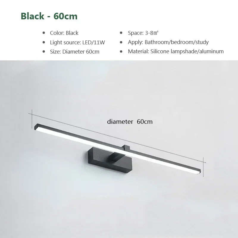 Applique LED Miroir Salle de Bain – Lumière Tricolore Aluminium