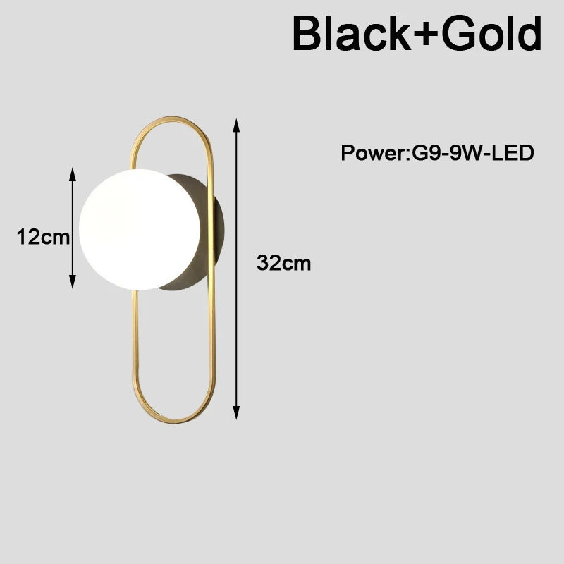 Applique Boule Dorée G9 – Chambre Salon Couloir Nordique