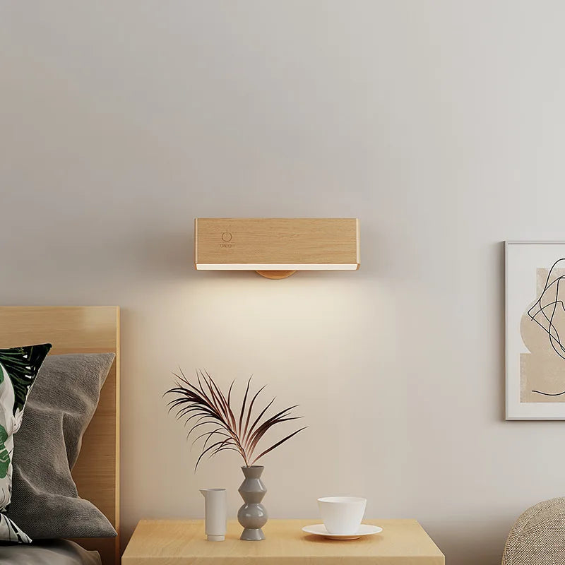 Applique Bois Sans Fil Rechargeable – Lecture Tête de Lit Chambre