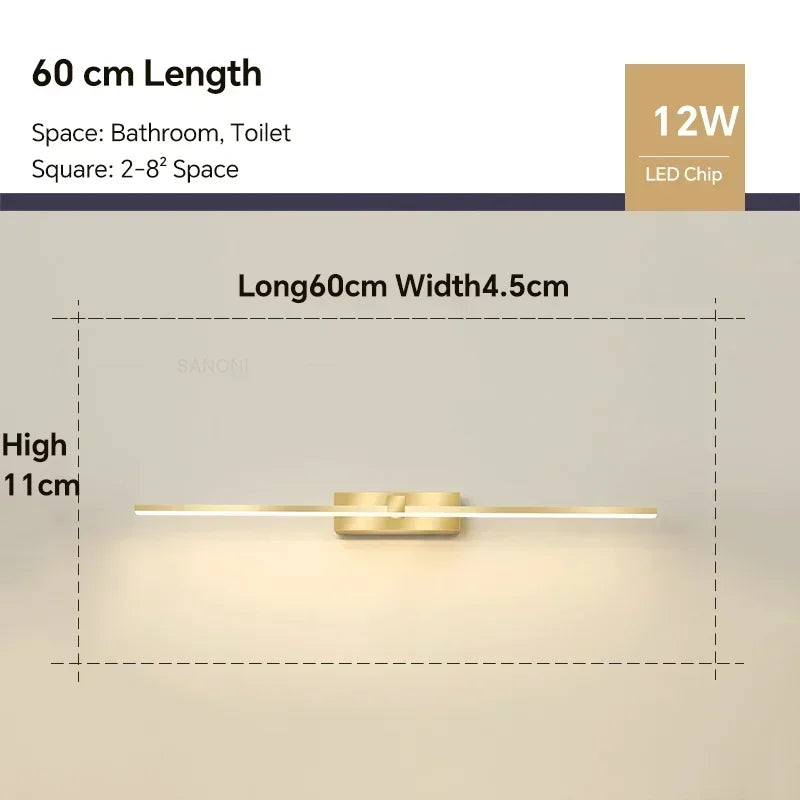 Applique LED Miroir Salle de Bain – Lumière Tricolore Aluminium