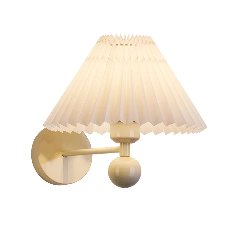 Applique Murale Style Français Crème – Abat-Jour Tissu Bois E27