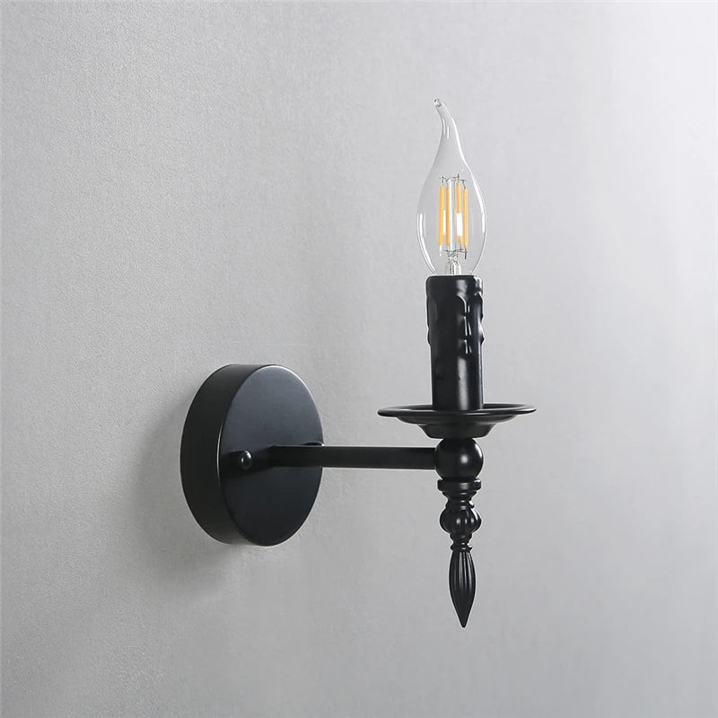Applique Chandelier Fer Noir Rétro – Bras Courbé Style Victorien