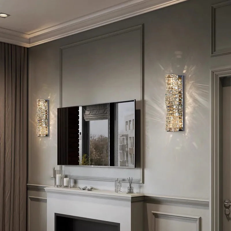 Applique Cristal Luxe LED – Salon Chambre Couloir Fond Mur