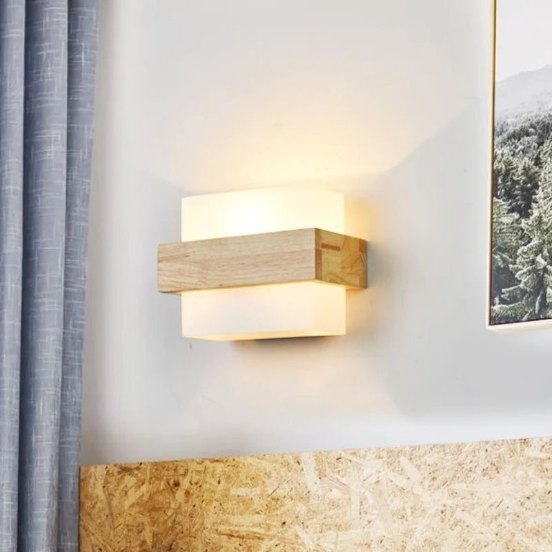 Applique Bois et Verre Design Nordique – Salon Chambre Salle à Manger