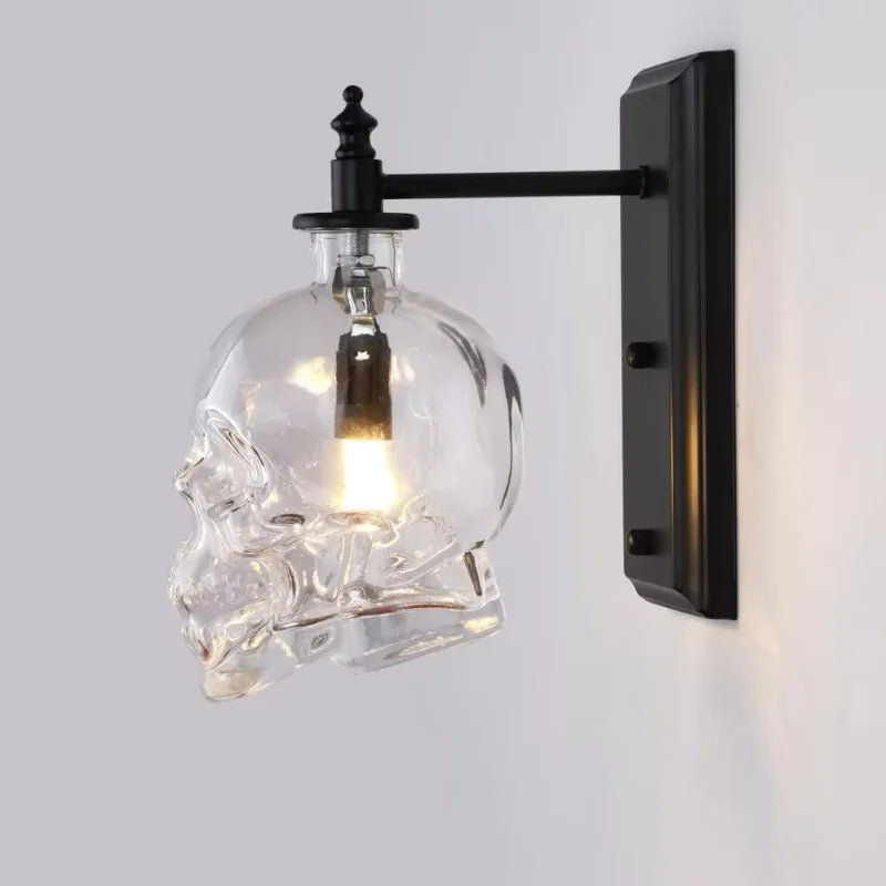 Applique Crâne Bouteille Verre – Déco Rock Loft Bar Industriel
