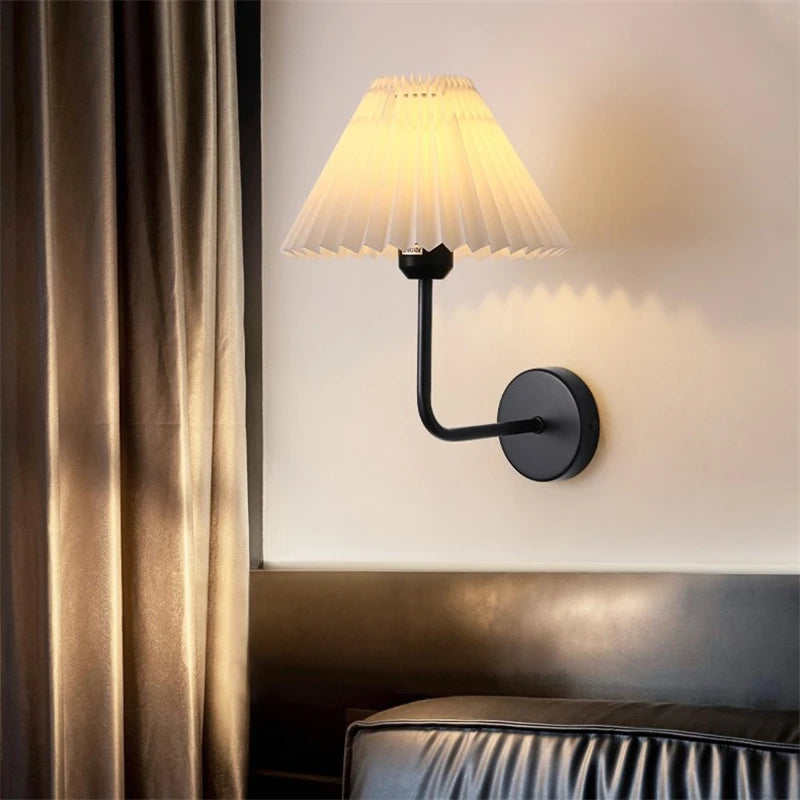 Applique Abat-Jour Plissé Nordique – Chambre Salon Tête de Lit