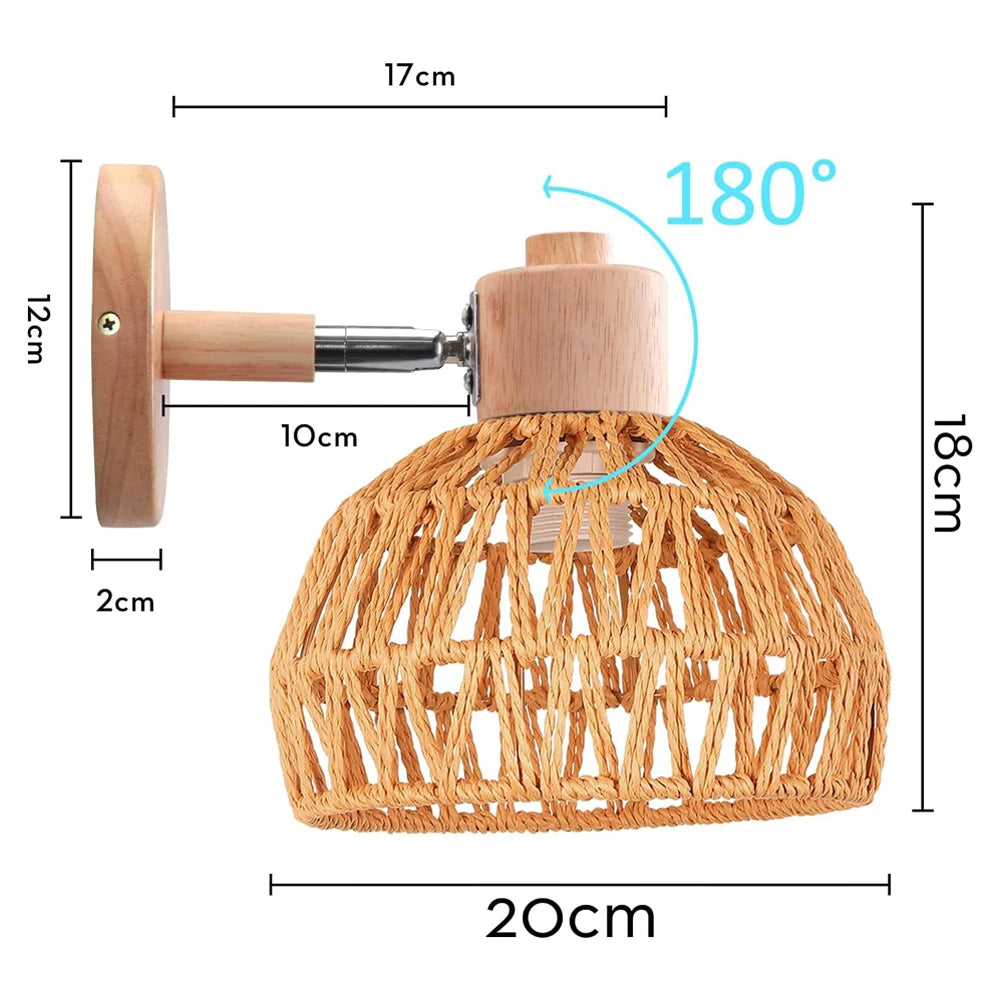 Applique Rotin Tressé Chanvre Naturel – Abat-Jour Bohème Authentique