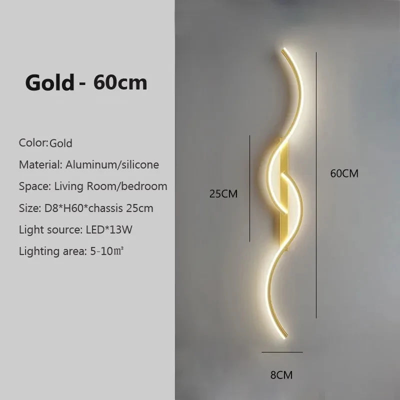 Applique LED Ondulée Aluminium – Chambre Salon Design Contemporain
