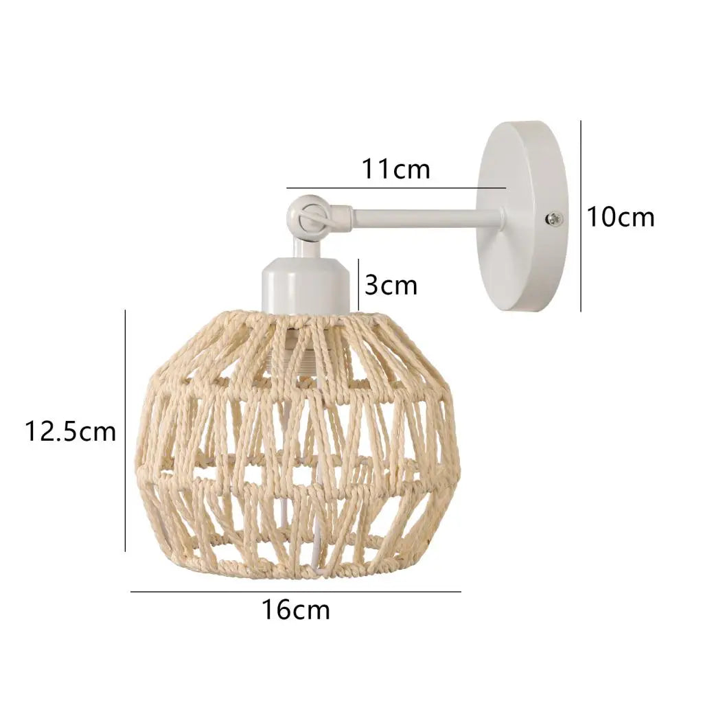 Applique Corde Chanvre Abat-Jour Rétro – Chambre Salon Loft