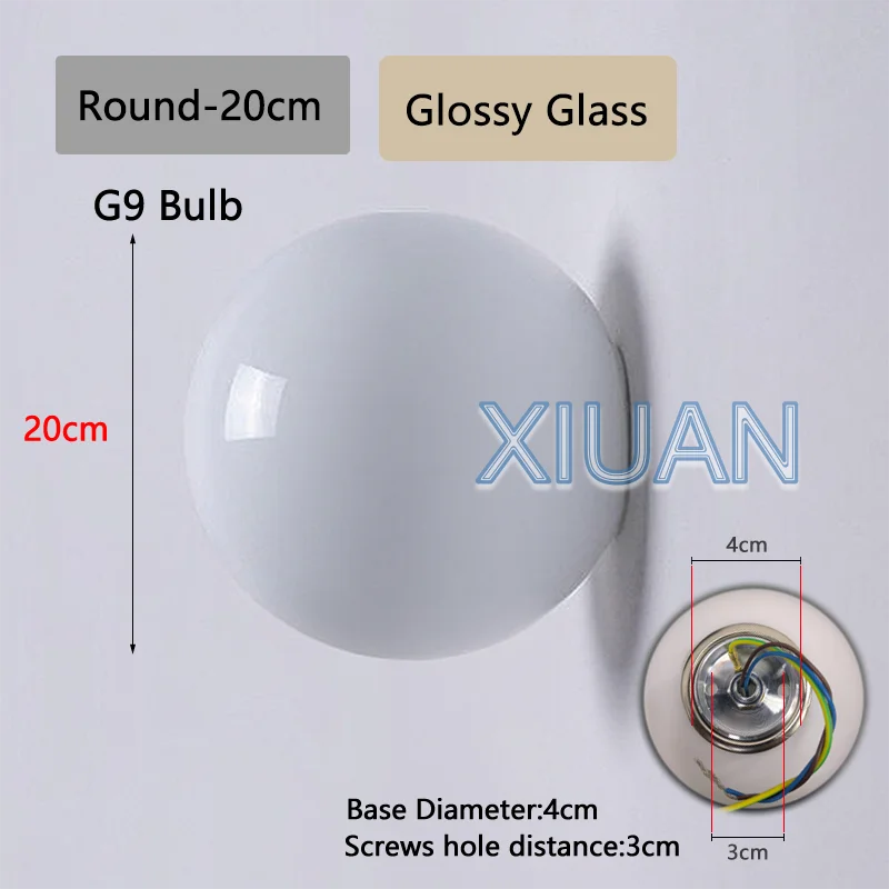 Applique Boule Verre Laiteux Français Bauhaus – Chambre Salle de Bain