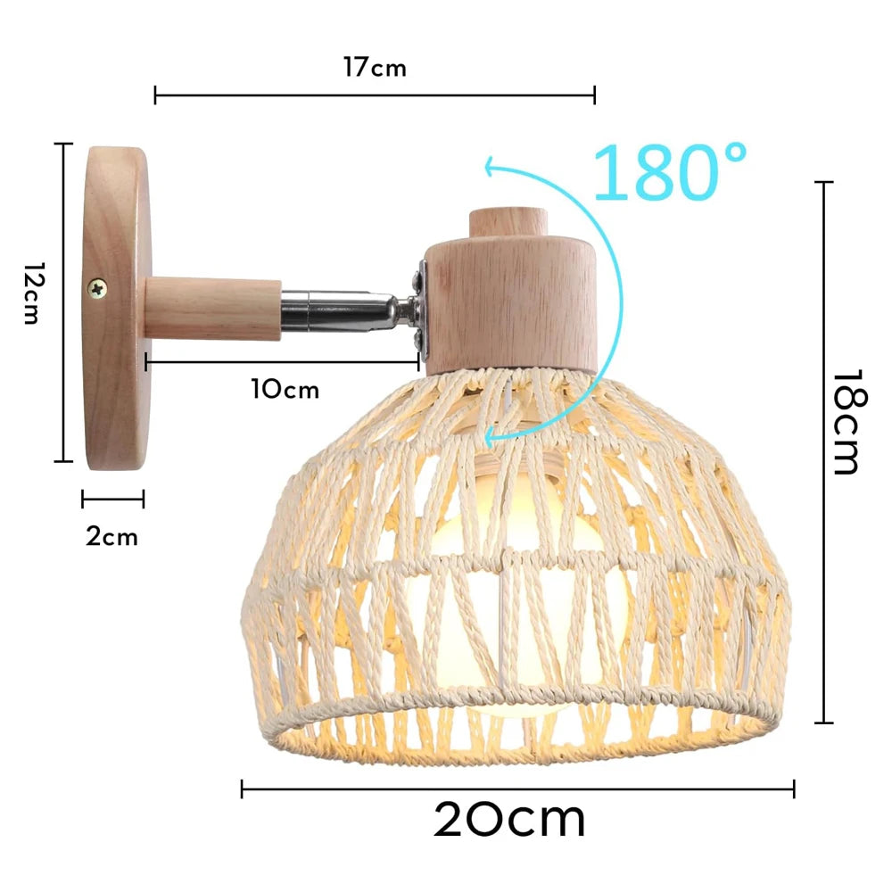 Applique Rotin Tressé Chanvre Naturel – Abat-Jour Bohème Authentique