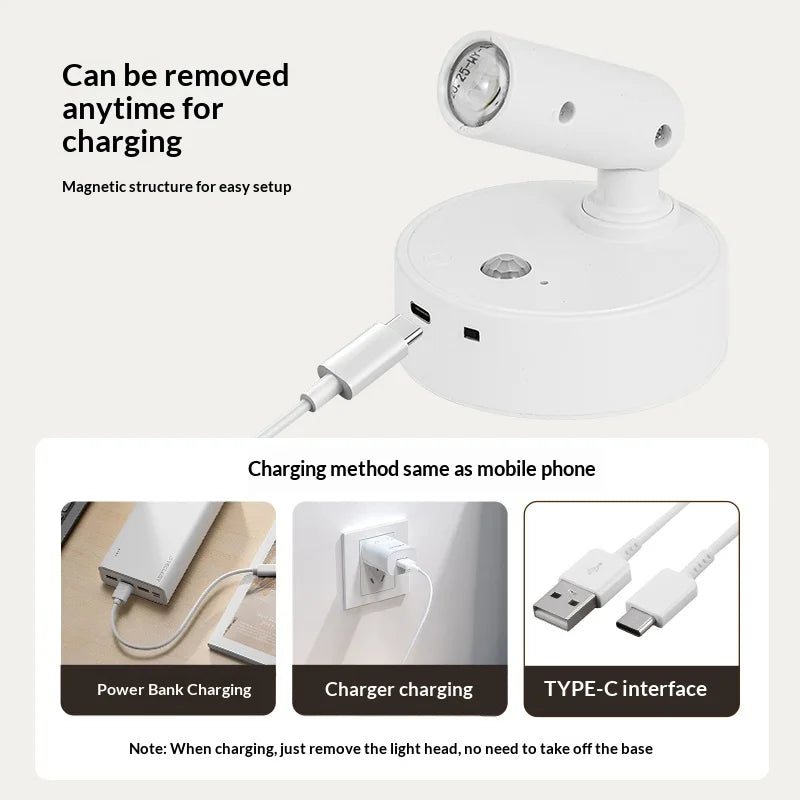 Applique LED Magnétique Rechargeable – Lecture Sans Perçage