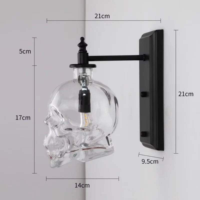 Applique Crâne Bouteille Verre – Déco Rock Loft Bar Industriel
