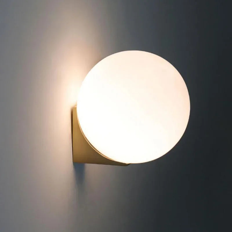 Applique Boule Verre Givré Doré – Minimaliste Scandinave Chambre