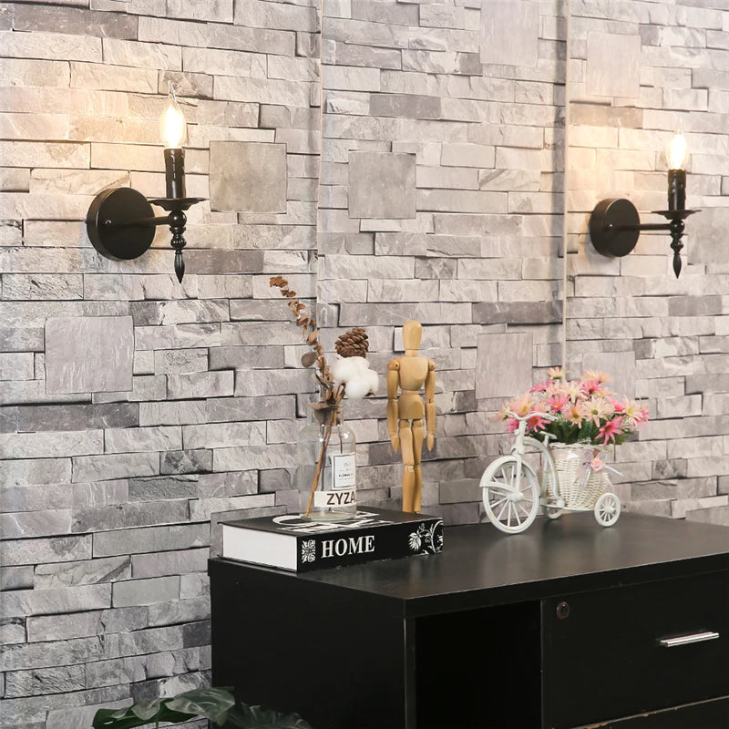 Applique Chandelier Fer Noir Rétro – Bras Courbé Style Victorien
