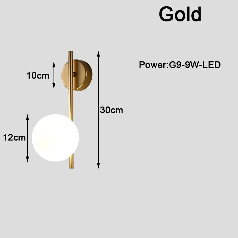 Applique Boule Dorée G9 – Chambre Salon Couloir Nordique