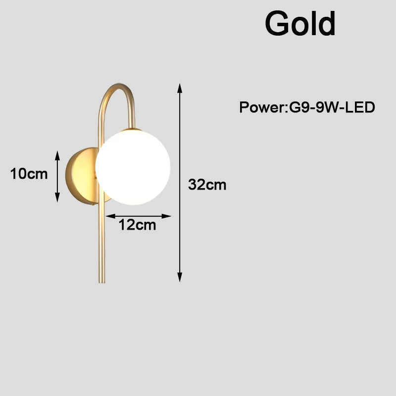 Applique Boule Dorée G9 – Chambre Salon Couloir Nordique