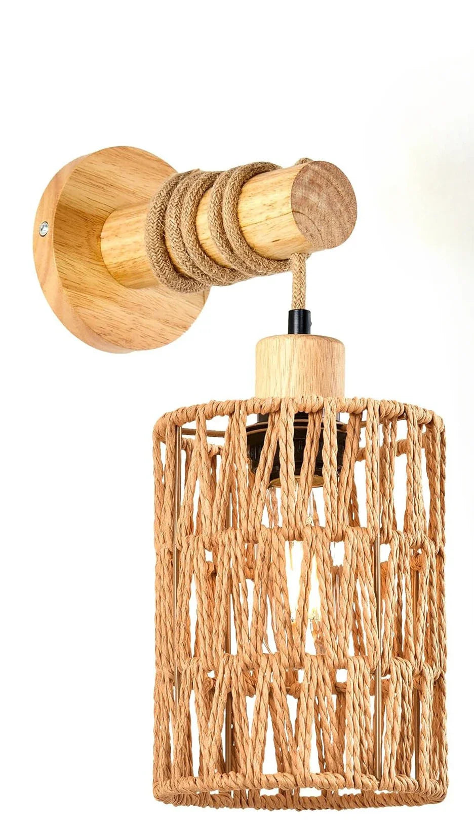 Applique Rotin Cylindrique Naturel – Tête de Lit Chambre Farmhouse
