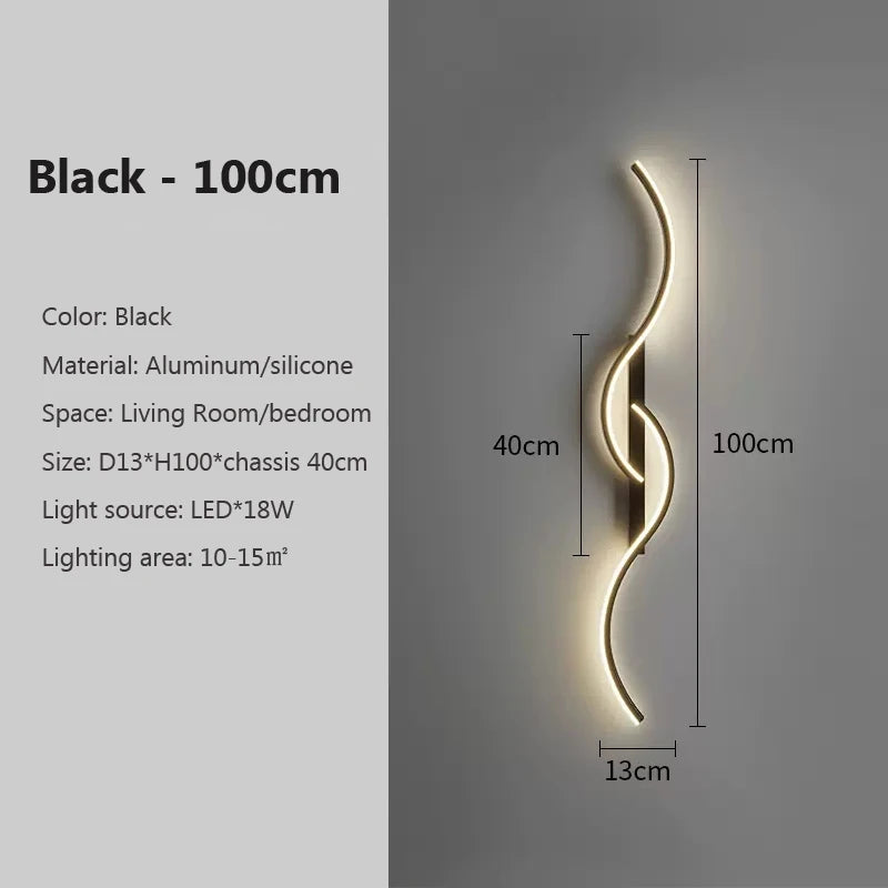 Applique LED Ondulée Aluminium – Chambre Salon Design Contemporain