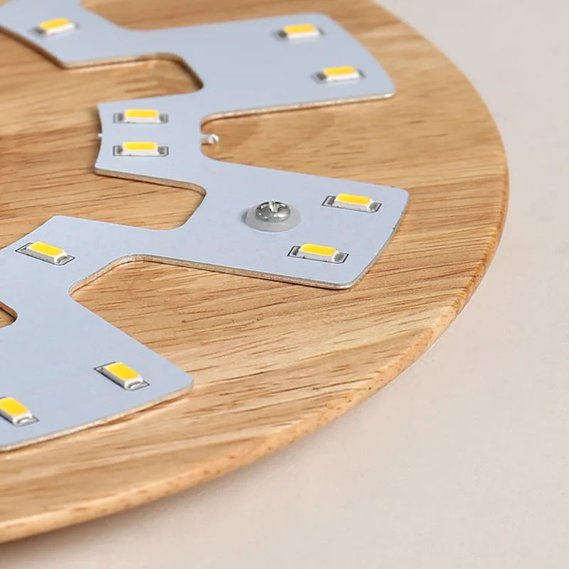 Applique Bois Ronde LED Nordique – Chambre Escalier Couloir