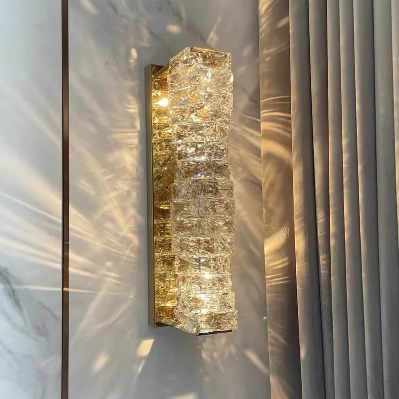 Applique Cristal Luxe LED – Salon Chambre Couloir Fond Mur