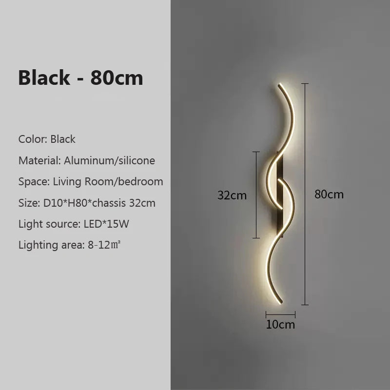 Applique LED Ondulée Aluminium – Chambre Salon Design Contemporain