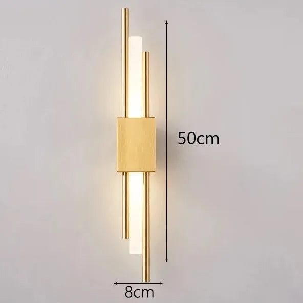 Applique Tube Acrylique Noir Doré – Salon Chambre Couloir Design