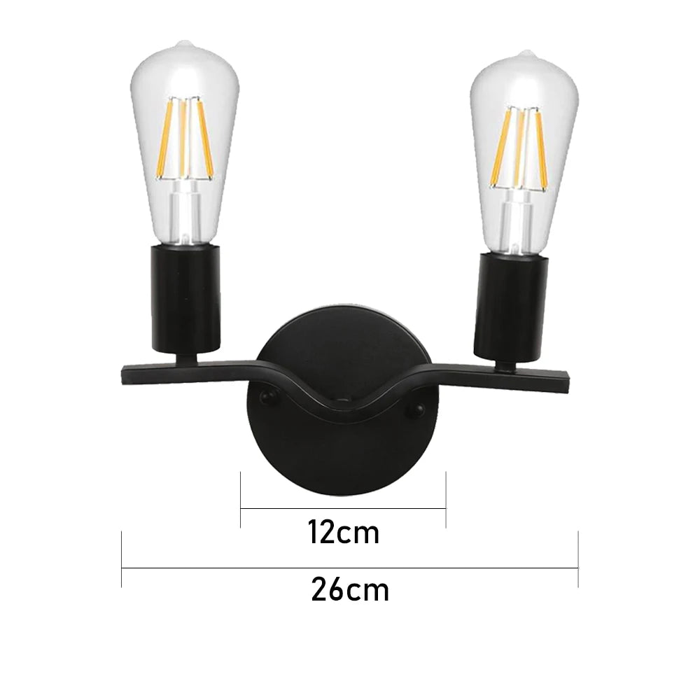 Applique Industrielle Noire Double Tête – Salon Chambre Couloir
