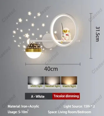 Applique Astronaute Projection Étoiles – Déco Créative Chambre Enfant