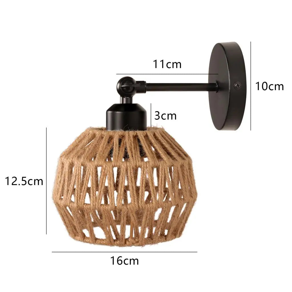 Applique Corde Chanvre Abat-Jour Rétro – Chambre Salon Loft