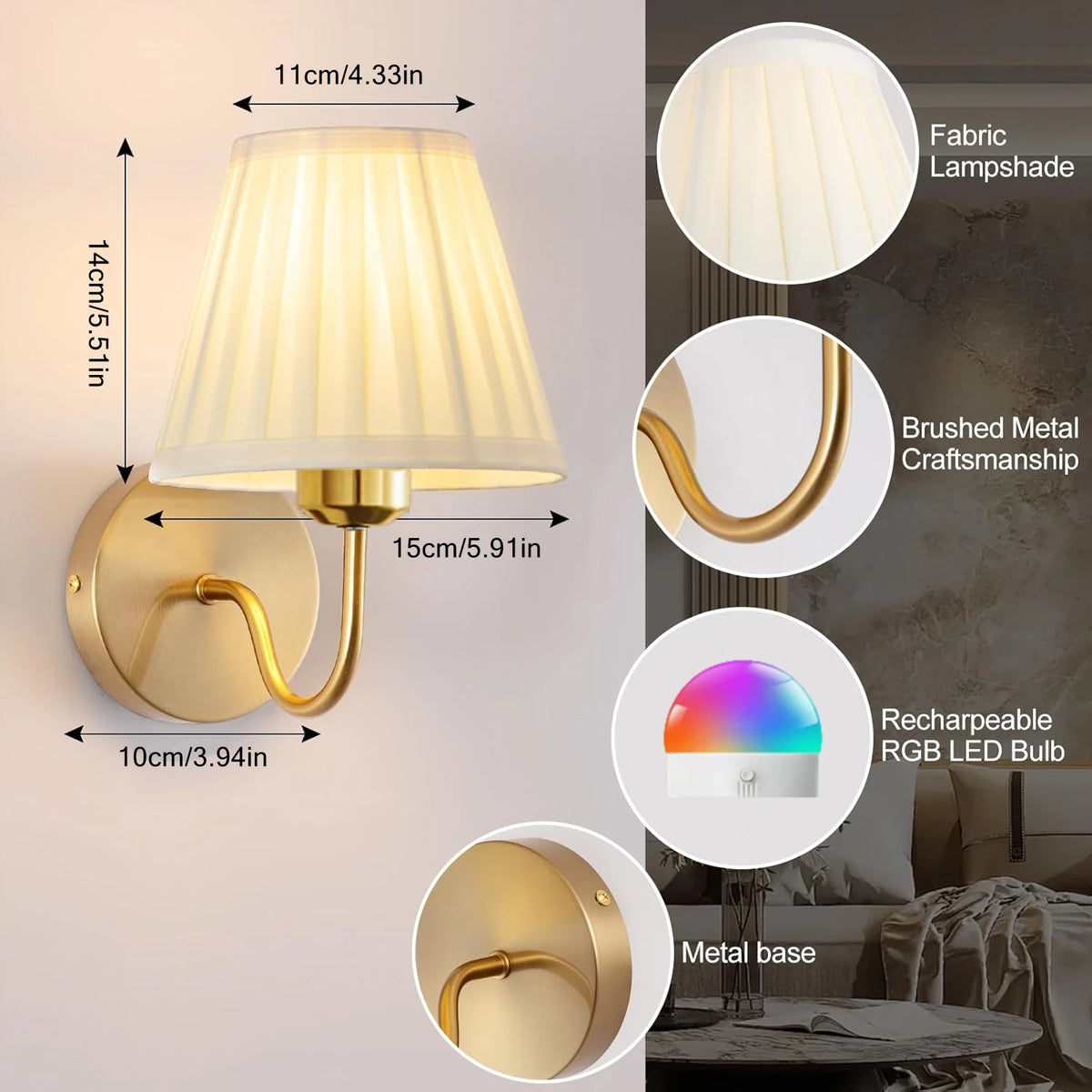 Applique Tissu Sans Fil 15 Couleurs RGB – Chambre Salon Entrée