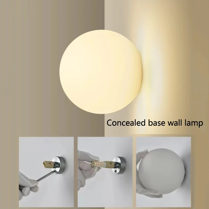 Applique Boule Verre Laiteux Français Bauhaus – Chambre Salle de Bain