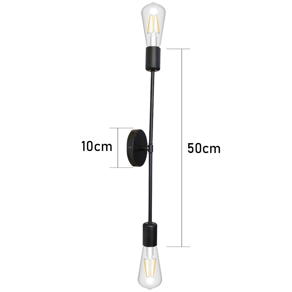 Applique Industrielle Noire Double Tête – Salon Chambre Couloir